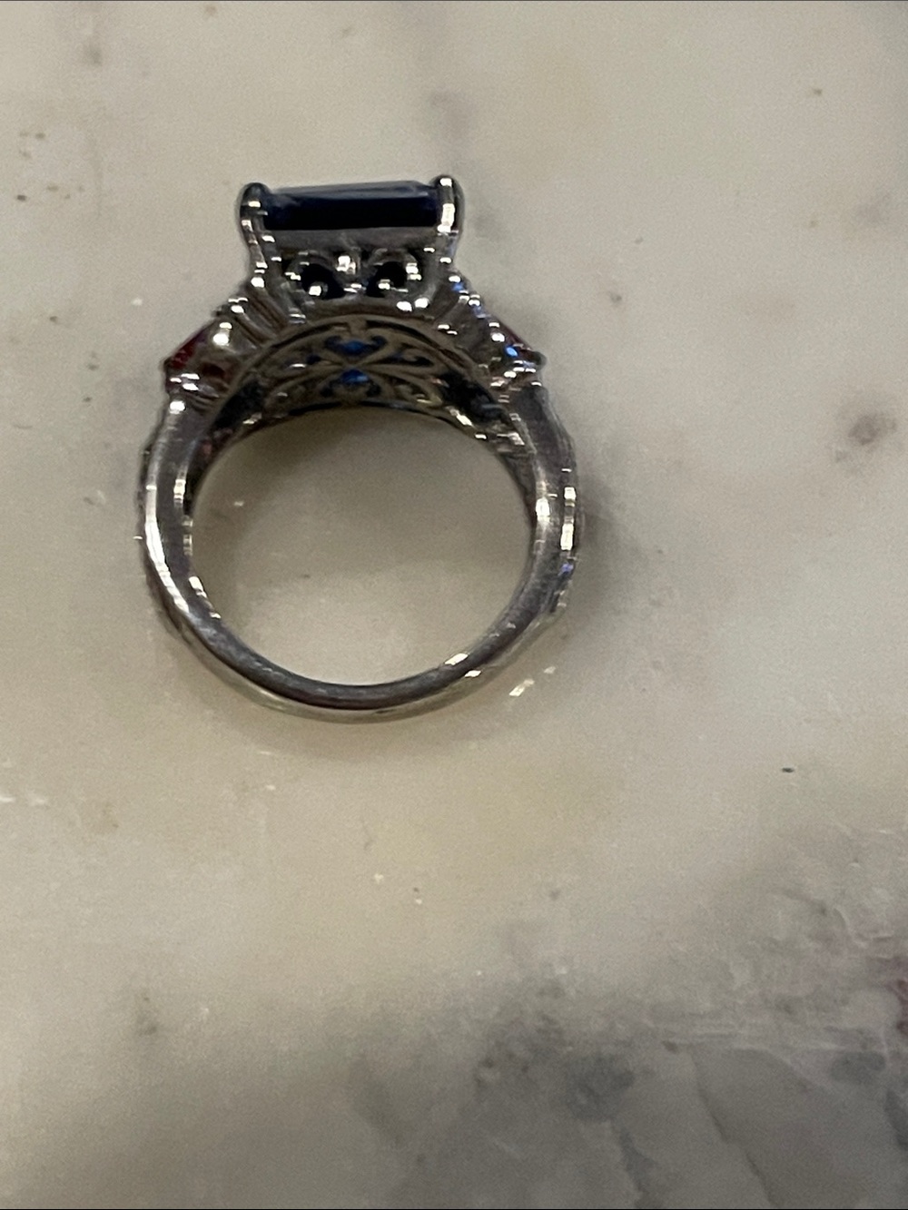 NWOT 925 Sapphire Ruby Silver Ring Size 6 - Picture 5 of 13